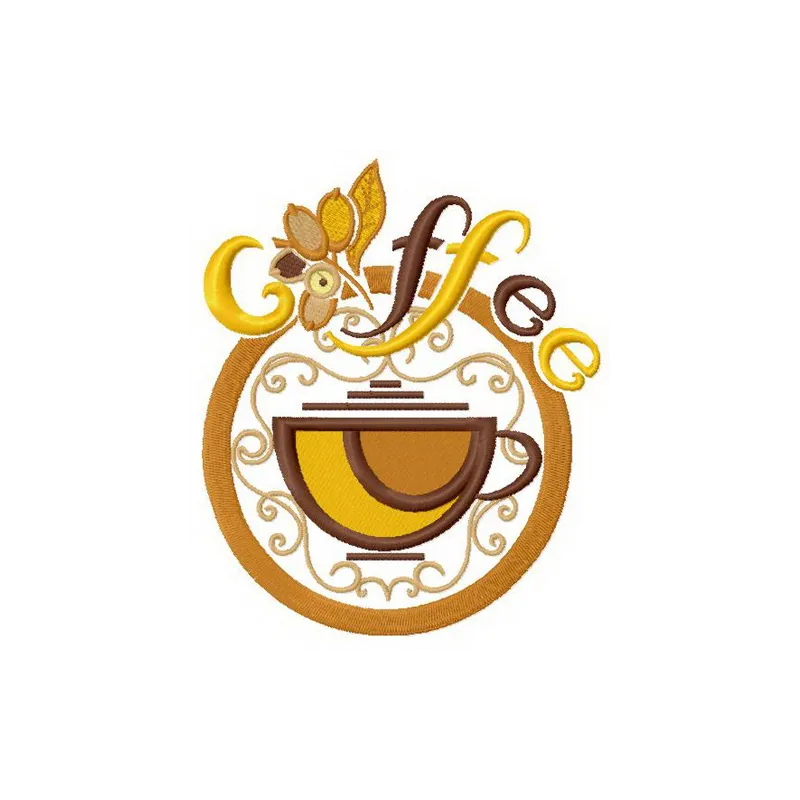 Preview of a coffee cup embroidery design featuring intricate stitching patterns for creative projects.