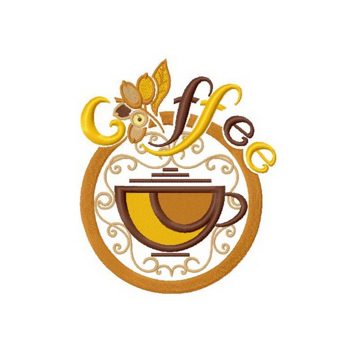 Coffee cup embroidery design - Embroidery Design