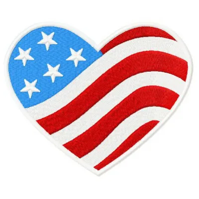 USA heart embroidery design featuring a patriotic motif, perfect for stitching on t-shirts or tote bags for Independence Day.