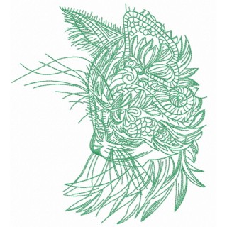 Curious mosaic cat 4 embroidery design - Embroidery Design