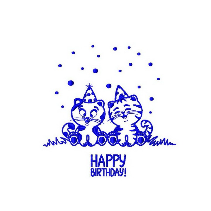 Fluffy birthday embroidery design - Embroidery Design