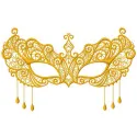 Intricate mask embroidery design showcasing detailed stitching patterns for creative projects.