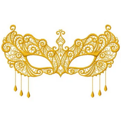 Intricate mask embroidery design showcasing detailed stitching patterns for creative projects.
