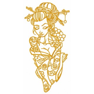Shy geisha 5 embroidery design - Embroidery Design