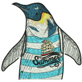 Summer penguin embroidery design - Embroidery Design