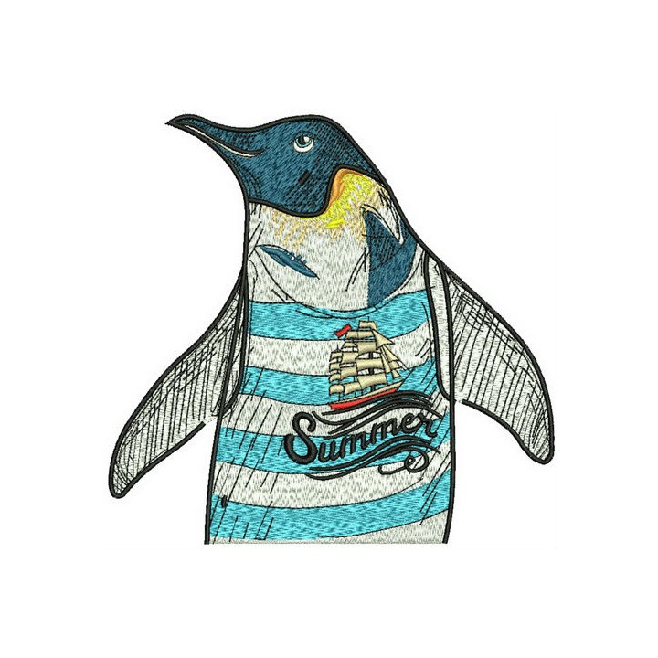 Summer penguin embroidery design - Embroidery Design