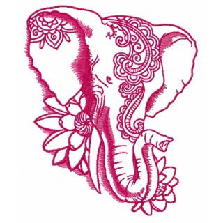 Indian elephant with lotus 3 embroidery design - Embroidery Design