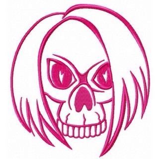 Skull with hair embroidery design - Embroidery Design