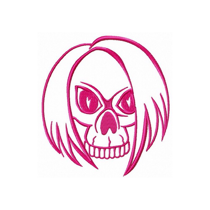 Skull with hair embroidery design - Embroidery Design