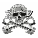Hot Rod 2 embroidery design featuring a skull and bones motif, ideal for creative stitching projects.