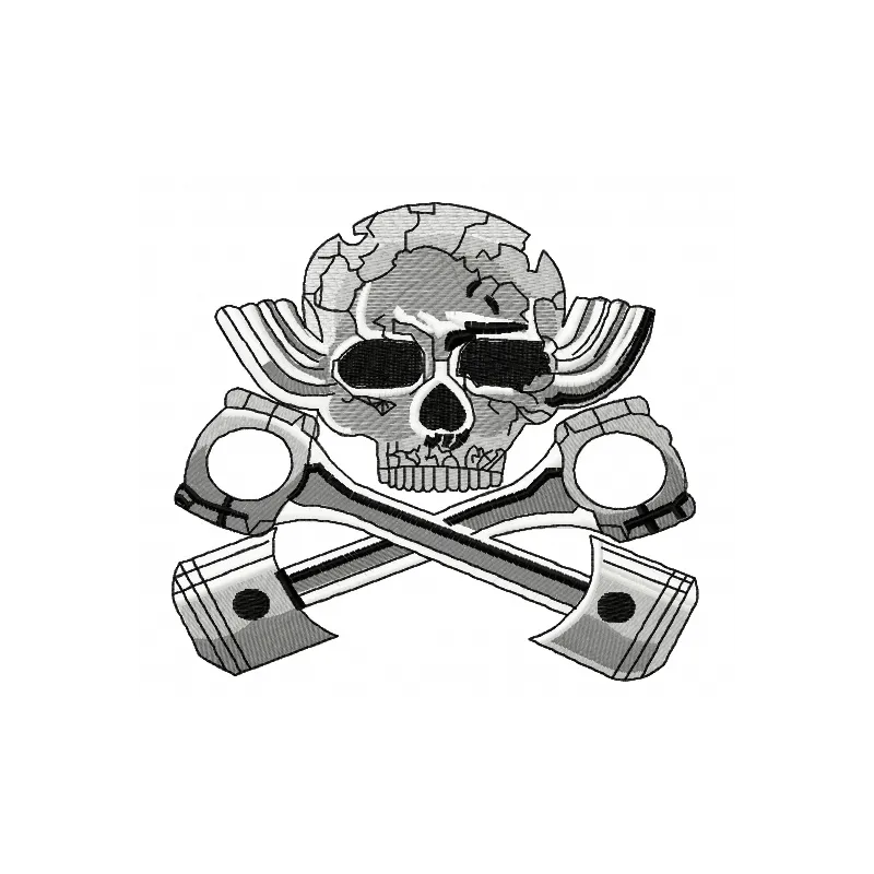 Hot Rod 2 embroidery design featuring a skull and bones motif, ideal for creative stitching projects.