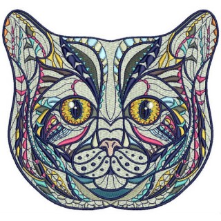 Mosaic cat embroidery design - Embroidery Design
