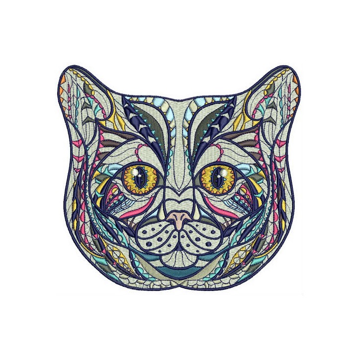 Mosaic cat embroidery design - Embroidery Design