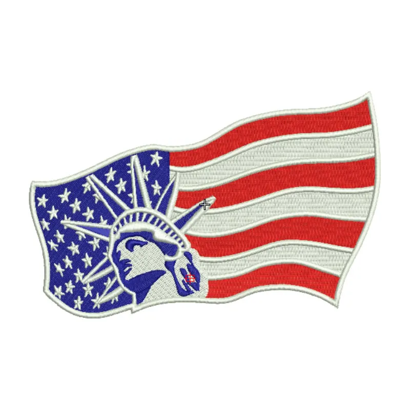 USA flag embroidery design showcasing vibrant stars and stripes, ideal for Independence Day stitching projects.