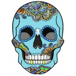 Rainbow skull embroidery design - Embroidery Design