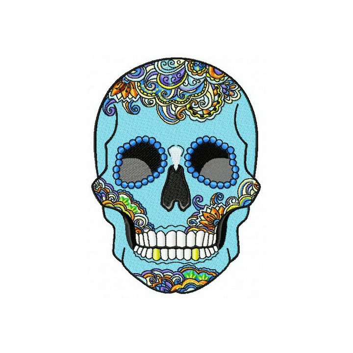 Rainbow skull embroidery design - Embroidery Design