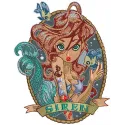 Siren embroidery design featuring a mermaid motif, perfect for embellishing t-shirts, tote bags, and more.