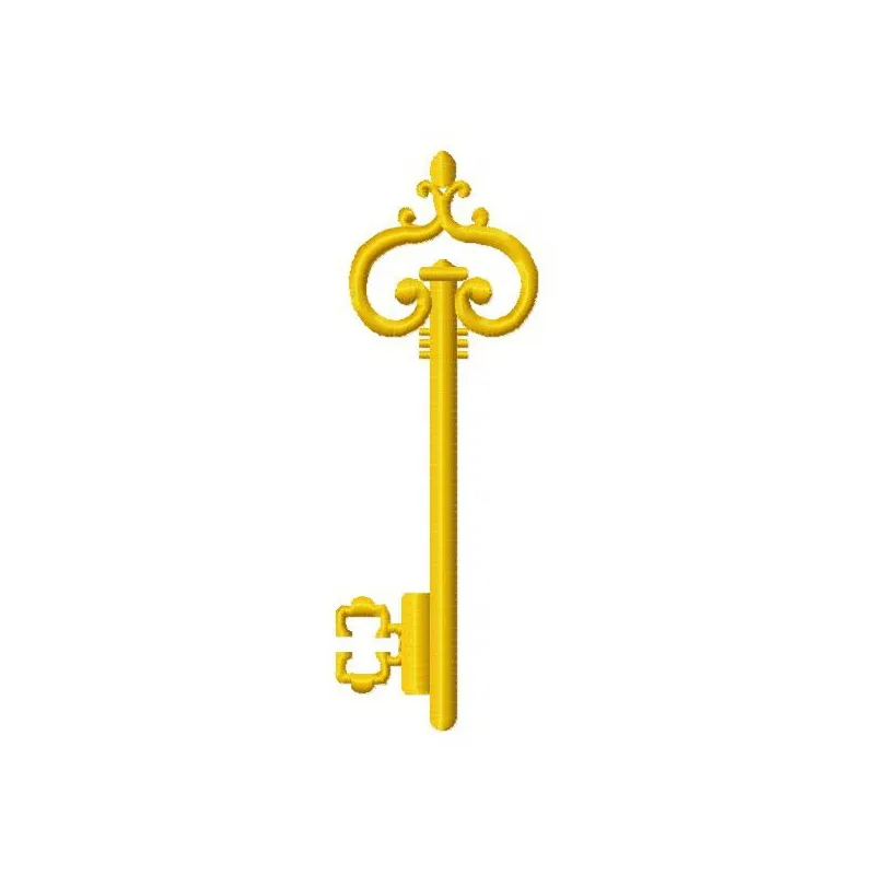 Golden key 8 embroidery design preview showcasing intricate stitching patterns for creative projects.