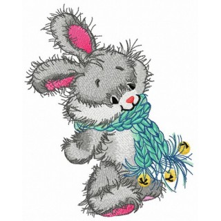 Stylish scarf with bells for bunny embroidery design - Embroidery Design