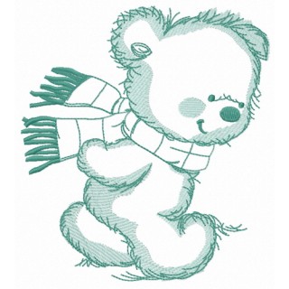 Bear in a warm striped scarf 5 embroidery design - Embroidery Design