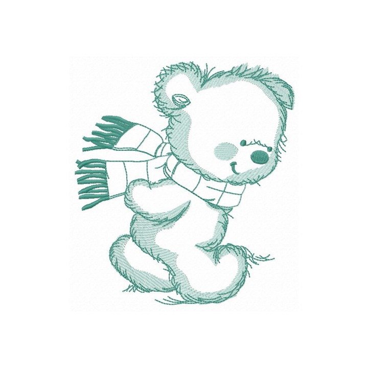 Bear in a warm striped scarf 5 embroidery design - Embroidery Design