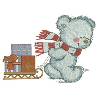 Bear in a warm striped scarf 3 embroidery design - Embroidery Design