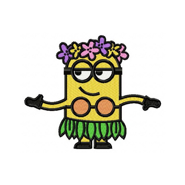 Hawaiian Minion embroidery design - Embroidery Design