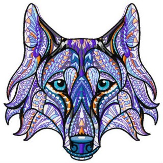 Mosaic wolf embroidery design - Embroidery Design