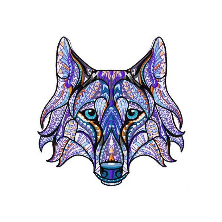 Mosaic wolf embroidery design - Embroidery Design
