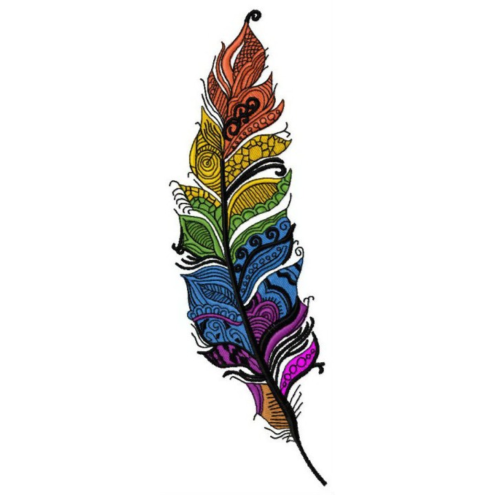 Rainbow feather embroidery design - Embroidery Design