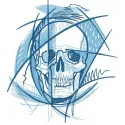 Geometric skull embroidery design showcasing intricate patterns, ideal for t-shirts, hoodies, and accessories.