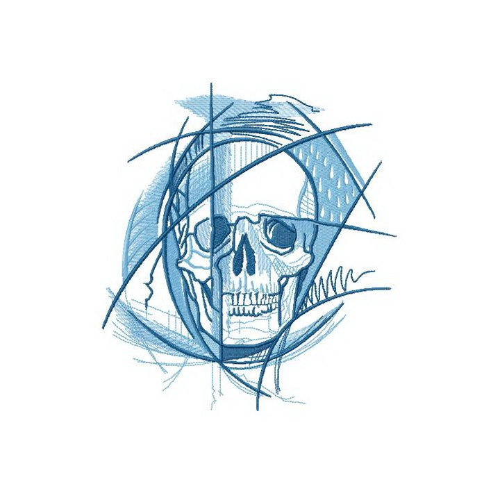 Geometric skull embroidery design - Embroidery Design