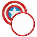 Embroidery design of Captain America's shield in a round badge style for creative stitching projects.