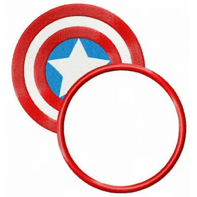 Embroidery design of Captain America's shield in a round badge style for creative stitching projects.