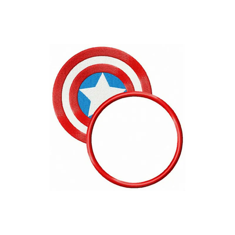 Embroidery design of Captain America's shield in a round badge style for creative stitching projects.