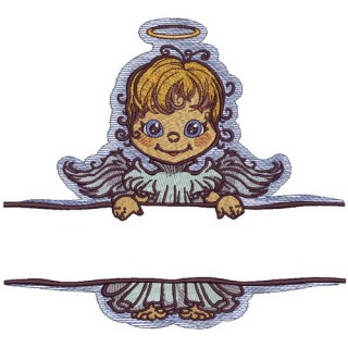 Angel with poster 1 embroidery design - Embroidery Design