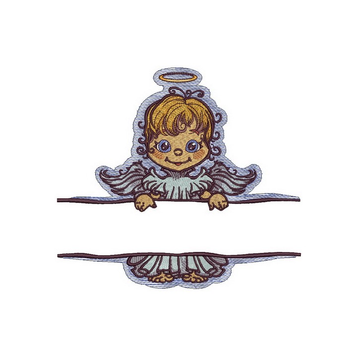 Angel with poster 1 embroidery design - Embroidery Design