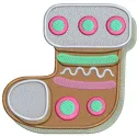 Gingerbread sock embroidery design featuring a festive pattern, perfect for holiday-themed stitching projects.