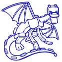 Minecraft dragon 2 embroidery design showcasing a colorful dragon motif, perfect for stitching on t-shirts or hoodies.