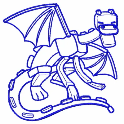 Minecraft dragon 2 embroidery design showcasing a colorful dragon motif, perfect for stitching on t-shirts or hoodies.