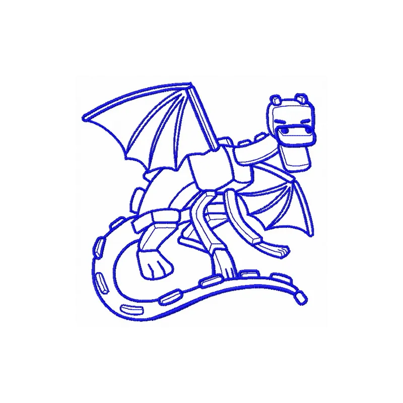 Minecraft dragon 2 embroidery design showcasing a colorful dragon motif, perfect for stitching on t-shirts or hoodies.