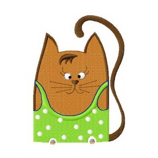 Cat in polka dot dress embroidery design - Embroidery Design