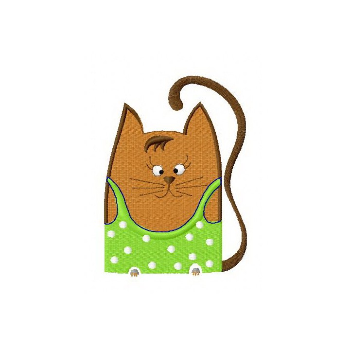 Cat in polka dot dress embroidery design - Embroidery Design