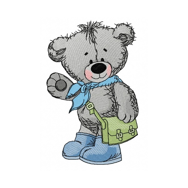 Teddy bear goes to school 2 embroidery design - Embroidery Design