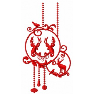 Christmas decoration with deer embroidery design - Embroidery Design