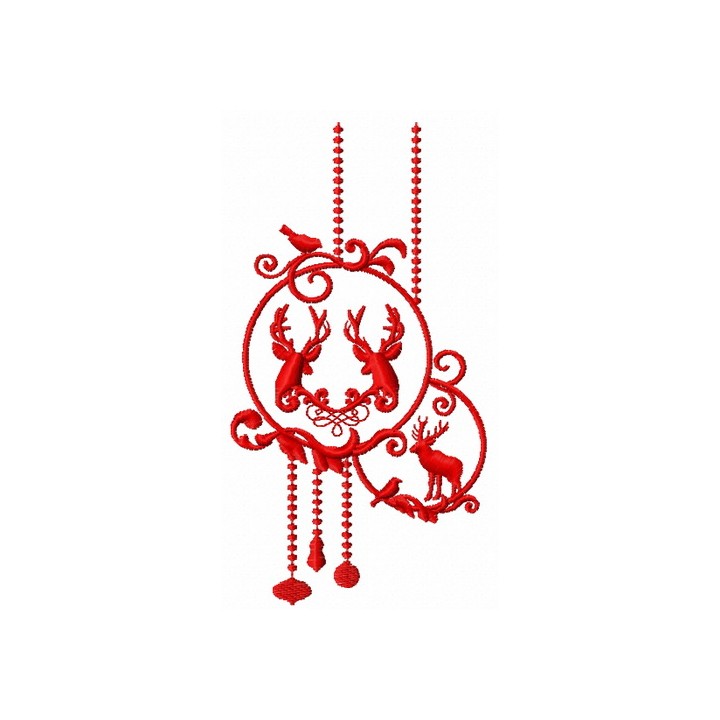 Christmas decoration with deer embroidery design - Embroidery Design