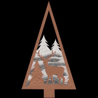 Modern Christmas tree Deer embroidery design - Embroidery Design