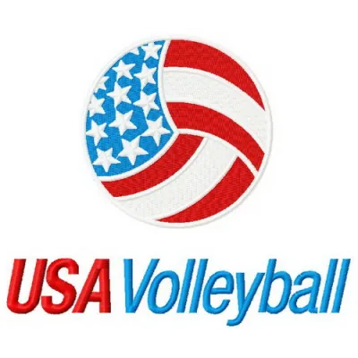 USA volleyball embroidery design showcasing a dynamic logo suitable for sports apparel and accessories.