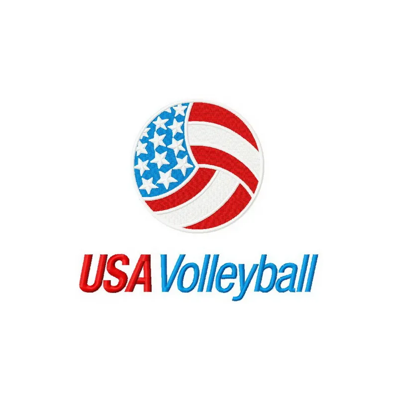 USA volleyball embroidery design showcasing a dynamic logo suitable for sports apparel and accessories.