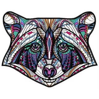 Mosaic raccoon embroidery design - Embroidery Design